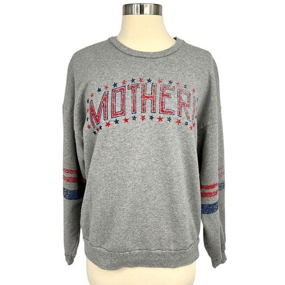 MOTHER Tops - MOTHER Size S Drop Square Sweatshirt Stars Gray Pullover Crew Neck Long Sleeve